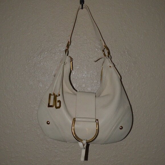 Dolce & Gabbana Ivory Pebbled Leather Shoulder Strap Handbag - Picture 1 of 12
